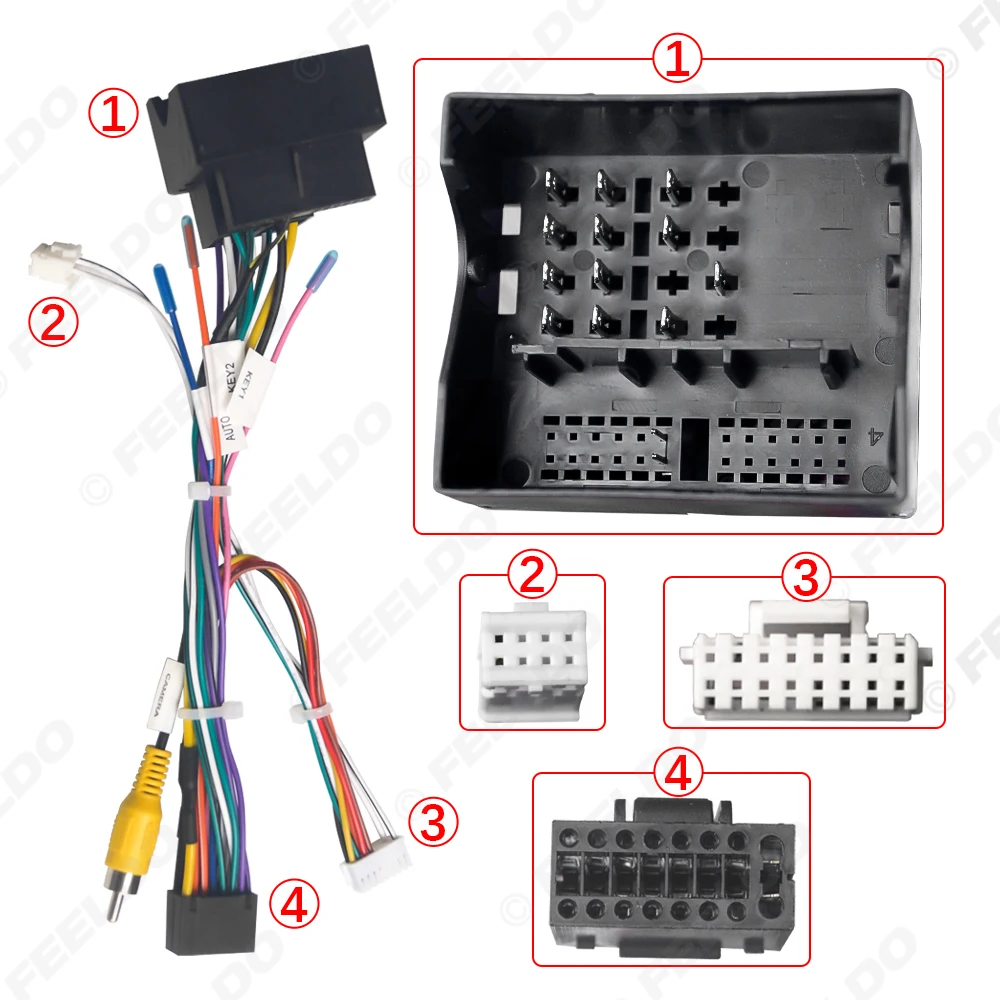 FEELDO 16-pin Car Android Stereo Wiring Harness For Volkswagen Golf 5/6/Polo/Passat/Tiguan/Touran