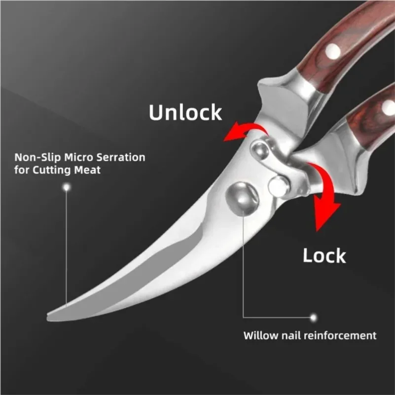 Stainless Steel Scissors Kitchen Special Multifunctional Cutting Food Powerful Sharp Scissors For Chicken Bone Barbecue