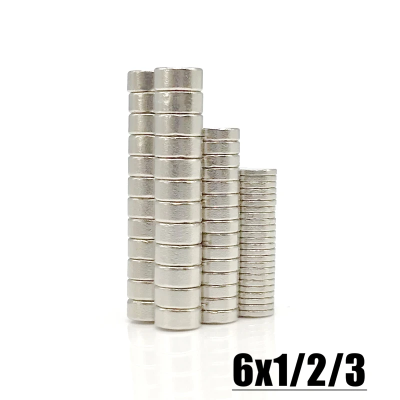 10/20/50/100Pcs 6x1 6x2 6x3mm Dia 6 Small Round Strong N35 Neodymium Magnetic Steel Small 6*1 6*2 6*3 mm Magnet Imanes