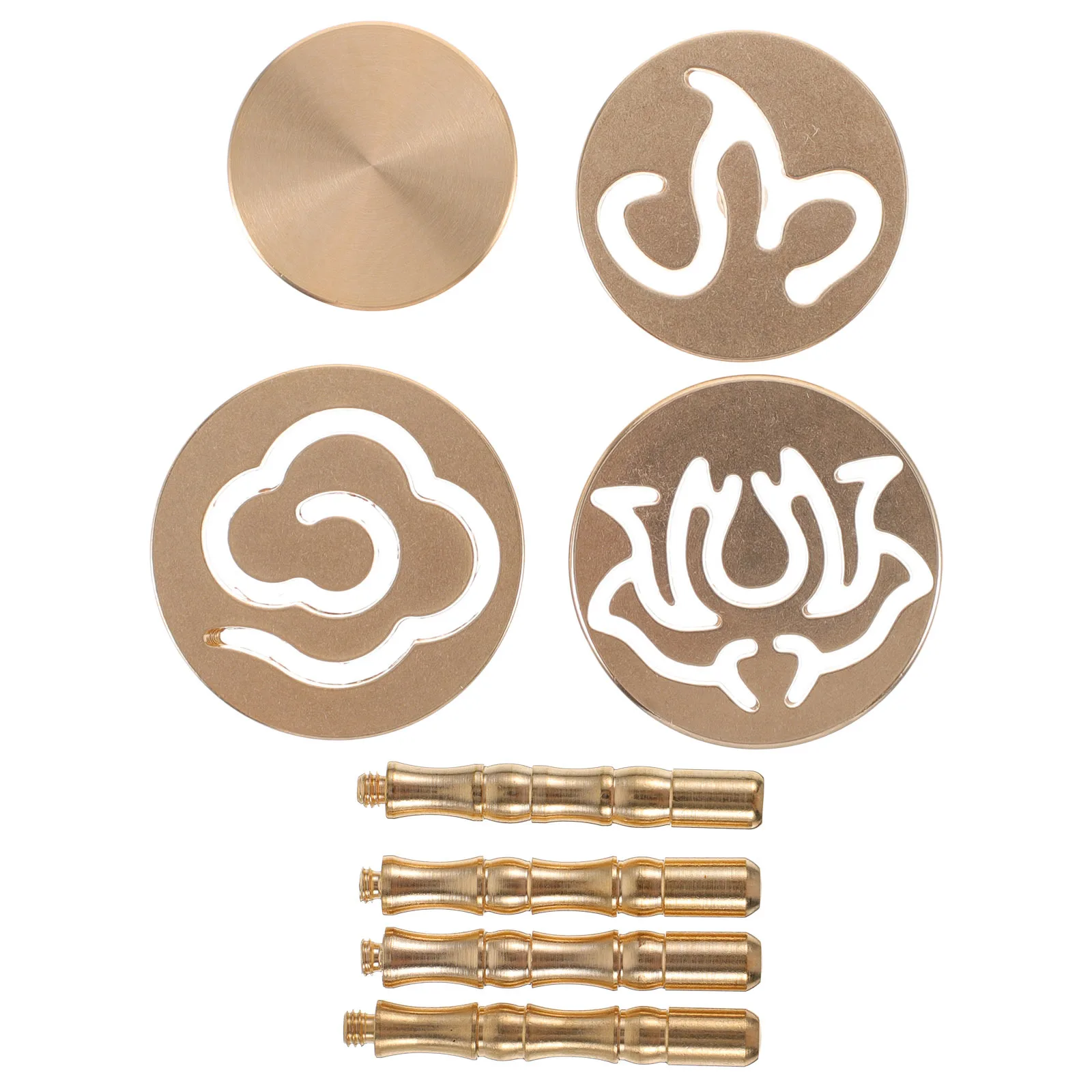 

4pcs Copper Incense Press Mold Tool Home Fragrance Accessory Chinese Style Ash Press Seal Diy Incense Making Supply Tea Room