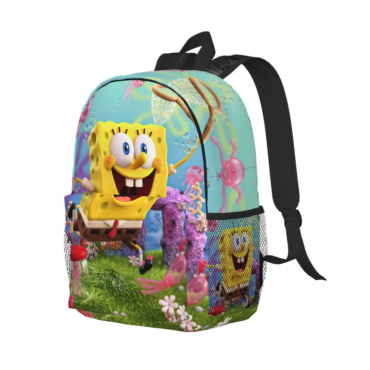 Mochila universitaria impermeable de Bob Esponja, bolsa de viaje para ordenador portátil, libro, 15 pulgadas, alta capacidad, nueva moda