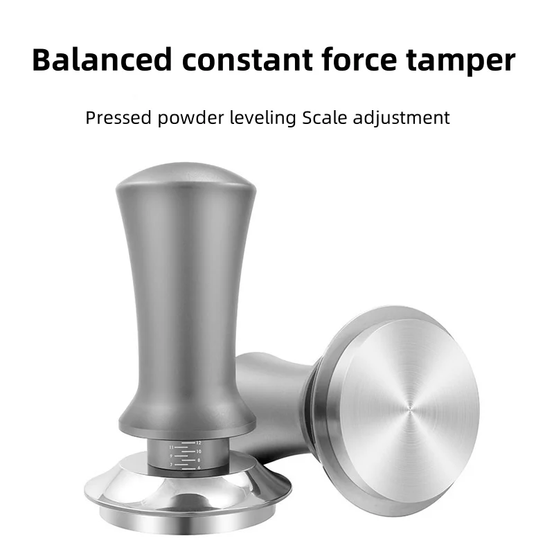 Coffee Tamper with Adjustable Scale Press-type Powder Distributor Constant Force Tamper Suitable for 51mm-58mm Tamper