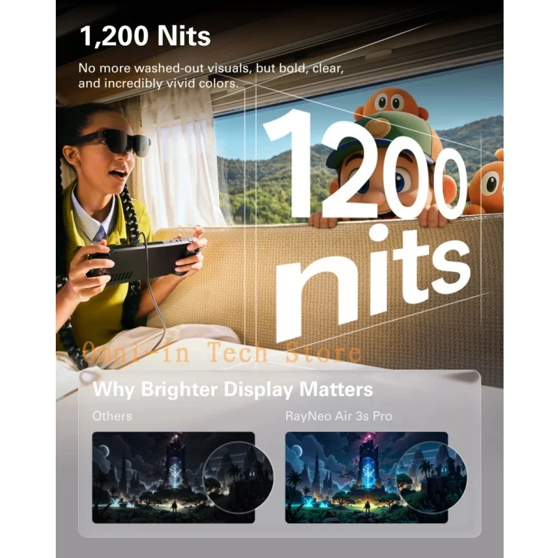 RayNeo Air 3S Pro slimme AR-bril, 135-inch HD-weergave, 1200 Nits helderheid, 3D-surroundgeluid