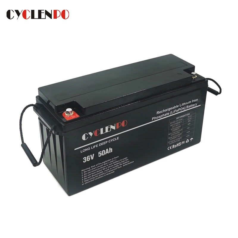 Waterproof deep cycle lifepo4 36v 50ah lithium marine battery 36v electric trolling motor battery rv camping