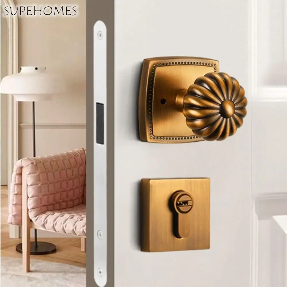 

Modern Zinc Alloy Invisible Door Lock Brass Single Tongue Pumpkin Silent Lock Pumpkin Shape Magnetic Spherical Lock Indoor