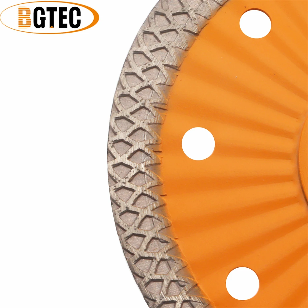 BGTEC 4.5"/Dia115mm Diamond Circular Saw Blade Cutting Disc Tile Stone Marble Granite Stone Superthin Mesh Turbo with Lug Cutter