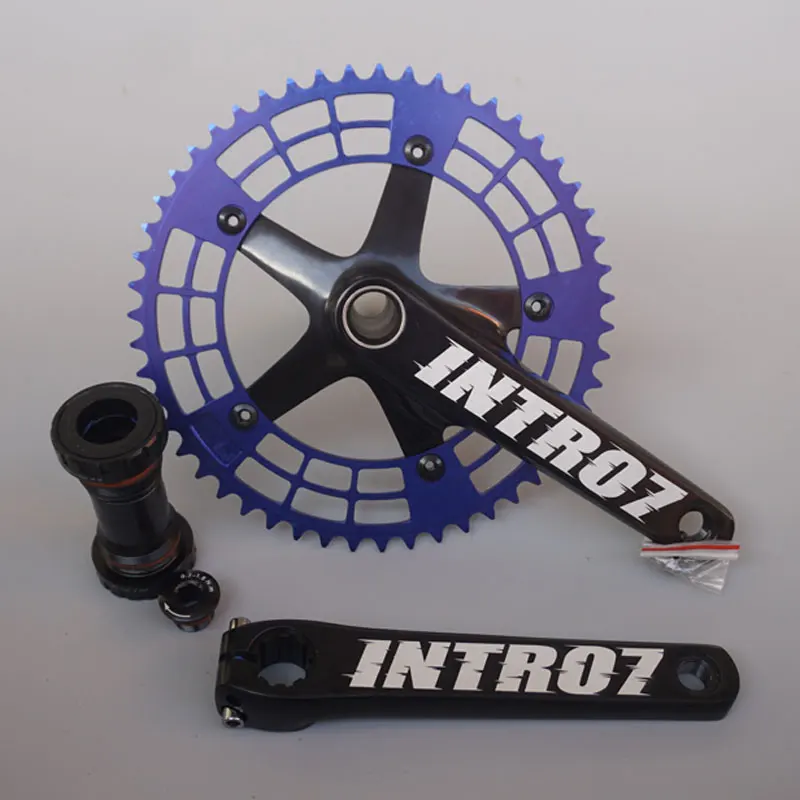 INTRO7 Hollow Integrated Crankset Fixie Bicycle Chainring 51T 165mm Crank BCD 144mm Fixed Gear Bike Crankset With BB