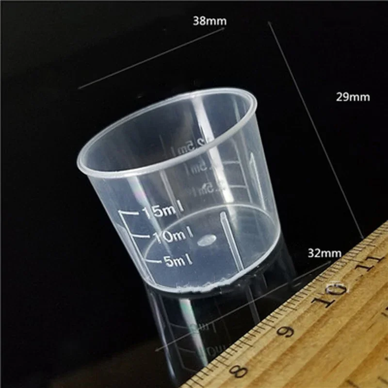 Tasse à Mesurer en Plastique Transparent, Conteneur à Double Échelle, pour la Cuisine, 15/30/50ml, 20 Pièces