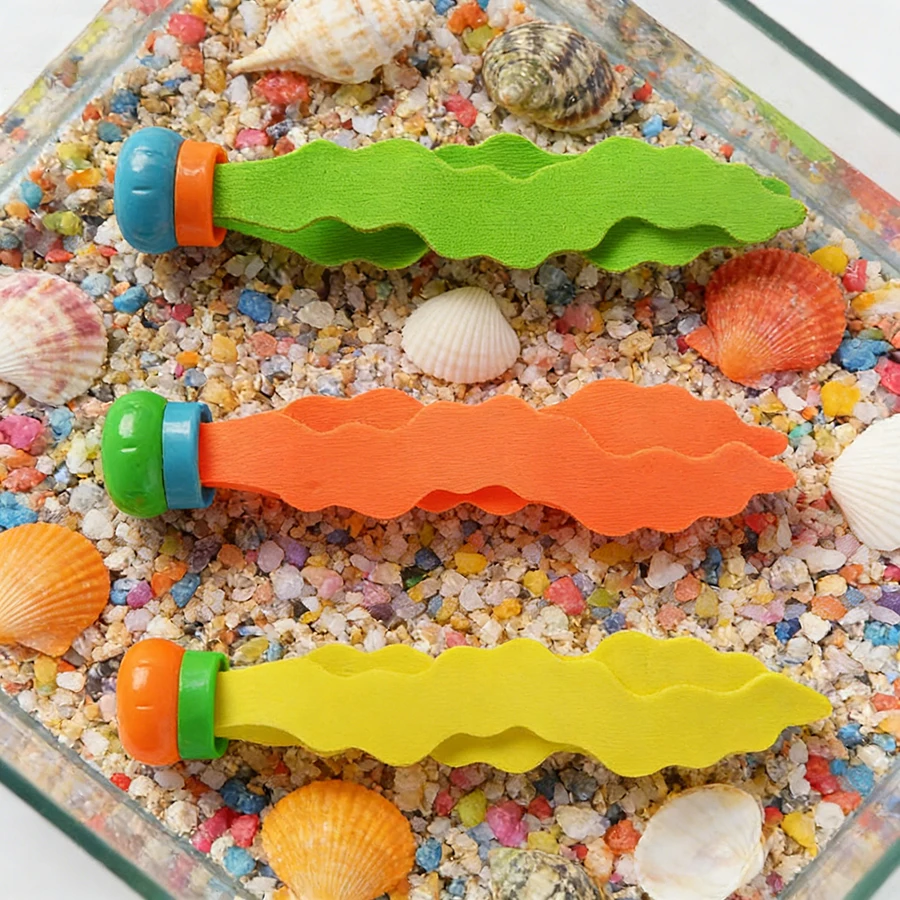 3pcs Aquarium Decor Seaweed Ornaments - Plastic Coral Reef Plants, Fish Tank Fake Seaweed Decoration with Weighted Base