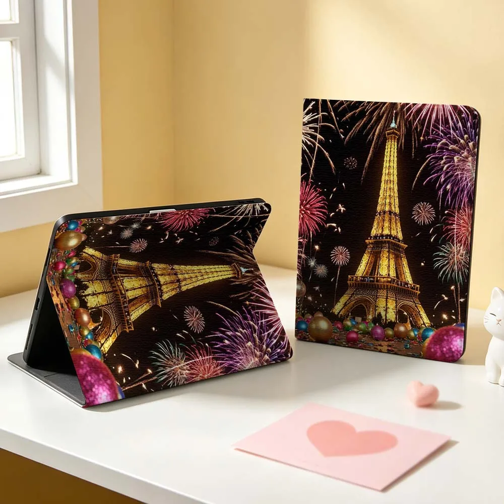 Eiffel Tower Decoration Ball Soft For Apple iPad Pro Mini A16 A17 A14 4 5 6 7 6th 7th Gen 9.7 12.9 11 13 M4 inch Tablet Case