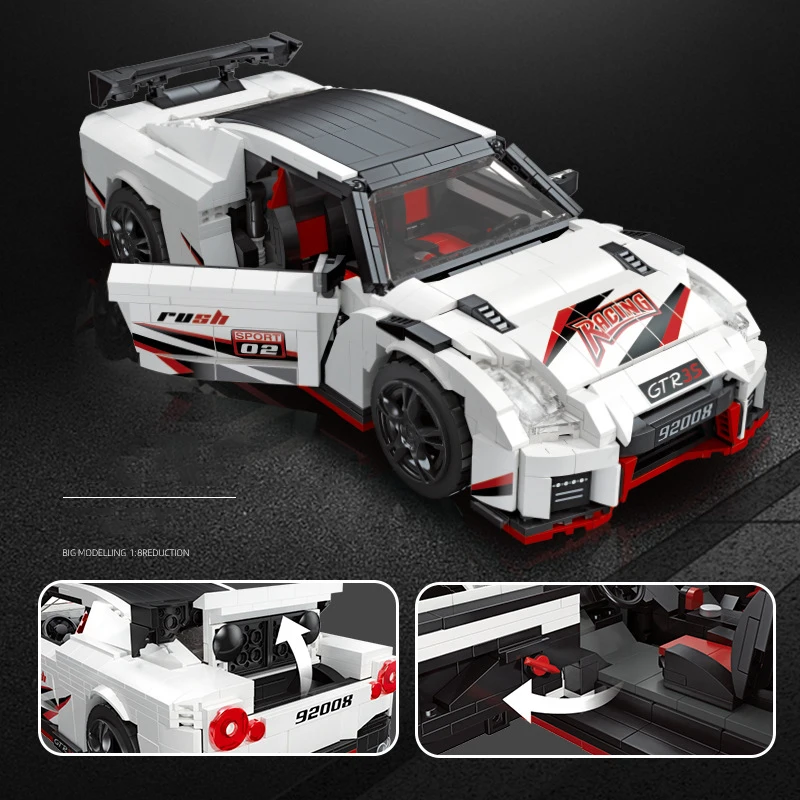 Technical Building Block 1:8 Scale NISMOES GTR R35 Japan Super Sport Car 2.4ghz Remote Control Vehicle Brick Rc Toy For Gifts