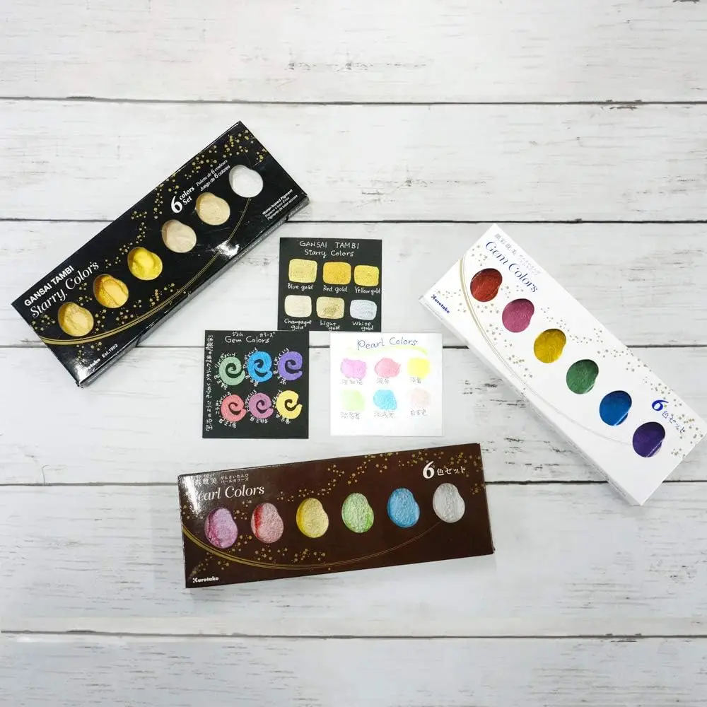 

Japan Zig Kuretake GANSAI TAMBI Watercolor Set-12/18/24 Colors Professional-Quality Non-Toxic Grade Art Supplies for Artists