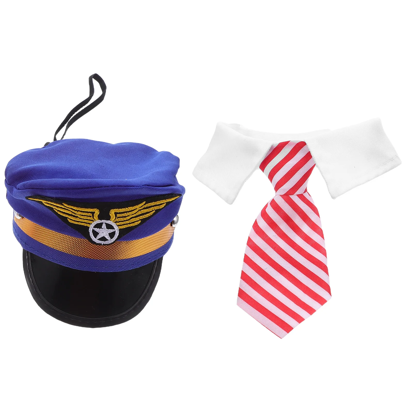 

1 Set Embroidered Pilot Hat For Dogs Cats Pet Captain Costume Set Tie Dog Cosplay Party Accessory Christmas Carnival Headwear
