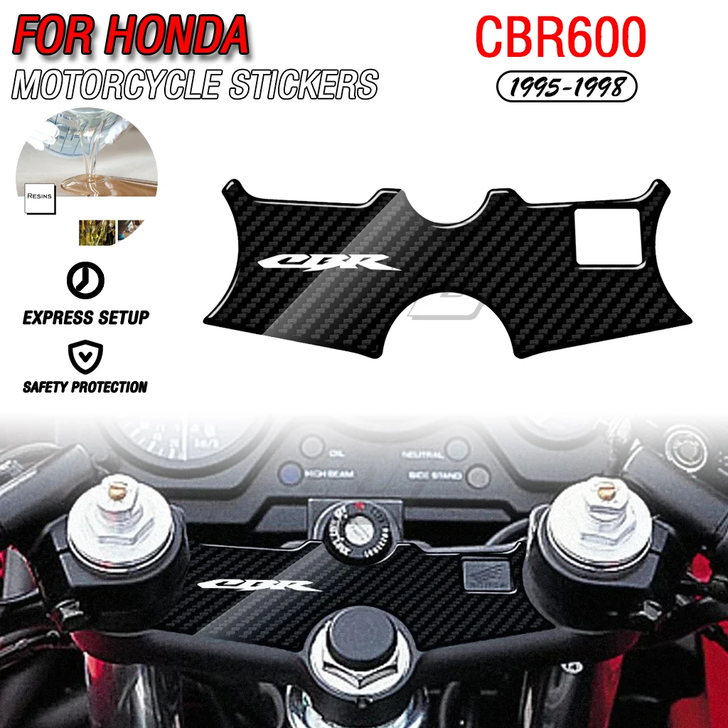 

For Honda CBR600 1995-1998 Motorcycle 3D Carbon Fiber Appearance Triple Yoke Defender Protective Stickers Decoration