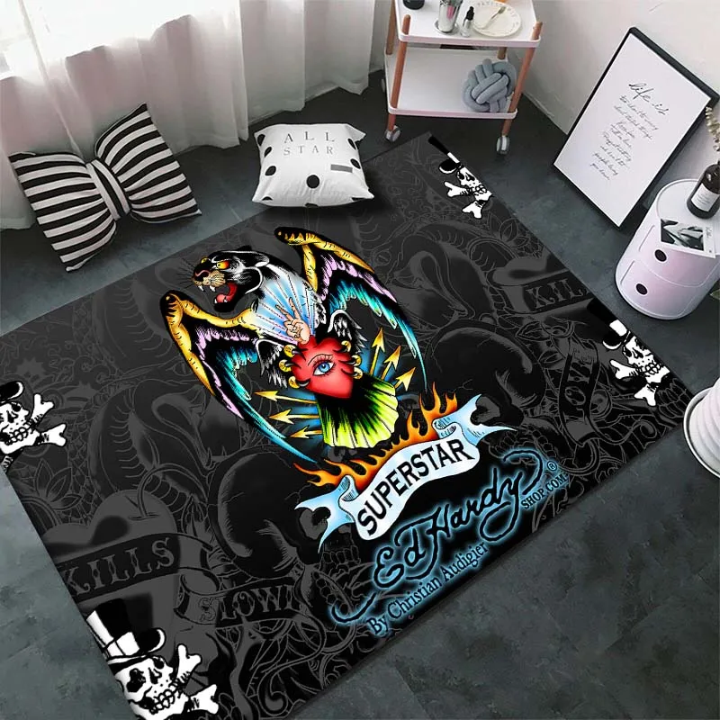 15 Sizes Ed-hardy Tiger Japanese Tattoo Patterns Carpet Rugs for Living Room  Bedroom Home Decor Skull Floor Mat Chair Sofa Mat