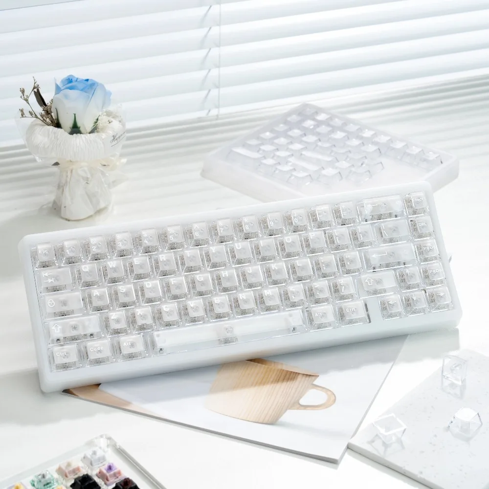

PC Transparent Keycap Set 120Keys Custom Minimalist Keyboard Cap Cherry Profile KeyCap for Mechanical Keyboard Accessory Gifts