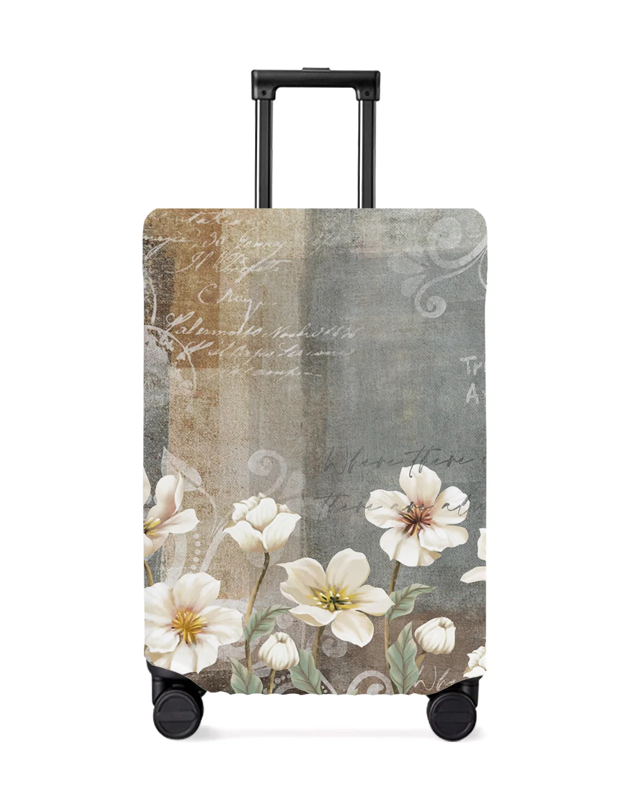 retro-plant-white-flower-abstract-travel-luggage-cover-elastic-baggage-cover-suitcase-case-dust-cover-travel-accessories