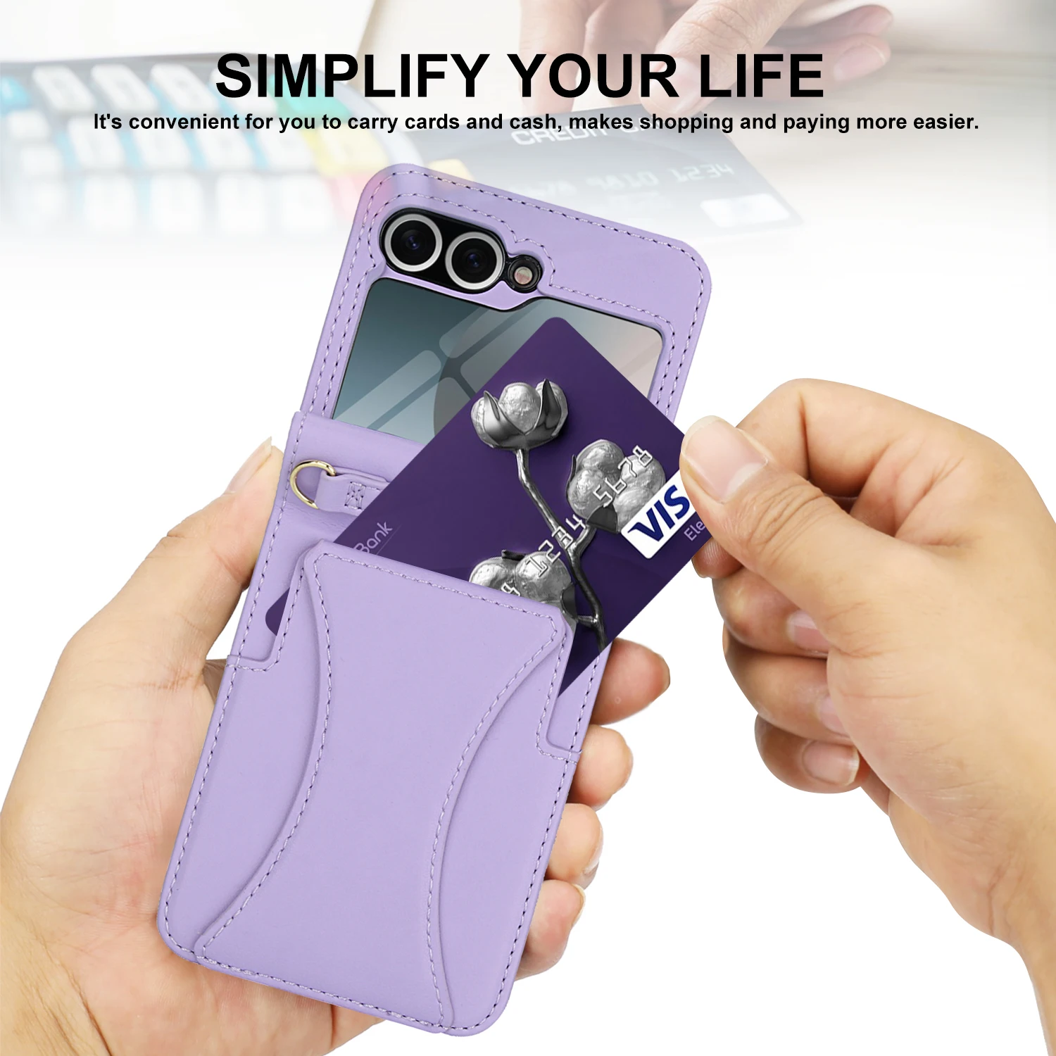Leather Case For Samsung Galaxy Z Flip 7 FE 6 5 4 3 5G Crossbody Bag Lanyard Wallet Card Holder Stand Cover+Screen Protector view 4
