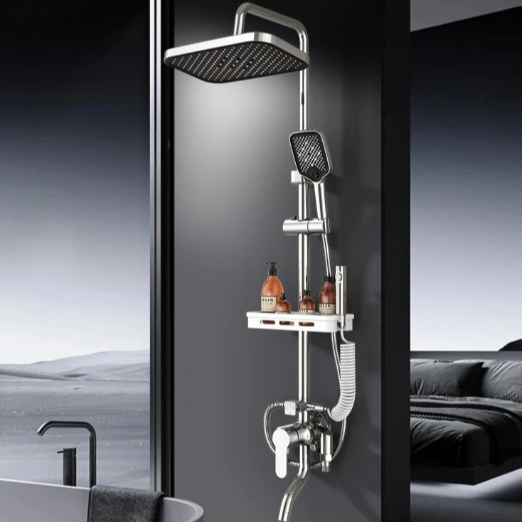 Set Keran Mixer Pancuran Kamar Mandi Supercharged Aksesori Pancuran Set Nosel Tembaga Rumah Tangga Sistem Kepala Pancuran Universal