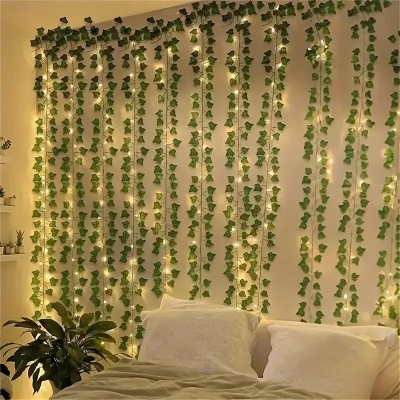 1PC3M100LEDUSB Ivy Leaf Curtain String Light Suitable for Wall, Party, Wedding, Room, Home, Kitchen Decoration