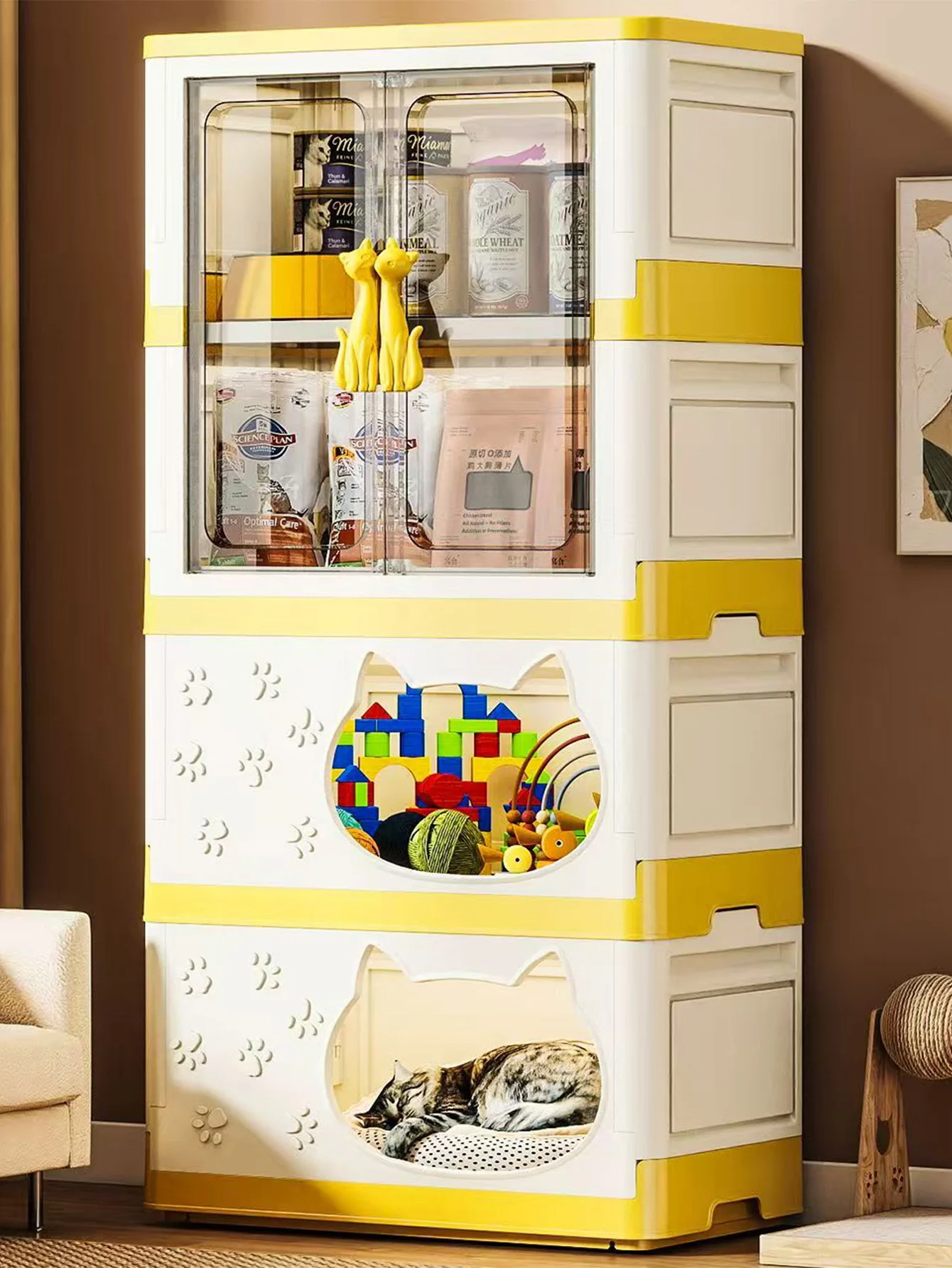 

Кошачий домик, всесезонный полузакрытый двухслойный многофункциональный износостойкий органайзер для домашних животных, корм для кошек, закуски, игрушки