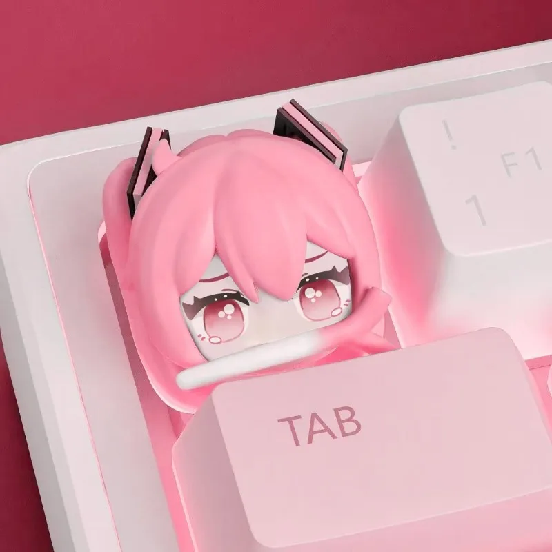 Hatsune Miku-teclas PBT de eje transversal de cebolla oscilante, tecnología de sublimación de Anime, teclas de teclado mecánico para juegos personalizadas