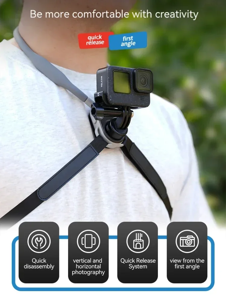 TELESIN Silikonowy uchwyt szyjny z szybkozłączką do Gopro Hero13 12 11 10 9 DJI OSMO Action 5 4 3 Insta360 X4 — zdjęcie produktu 7