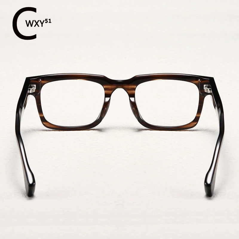 71RX acetate square frame men eyeglasses leopard-print retro handmade optical glasses can be paired with lens engraved LOGO