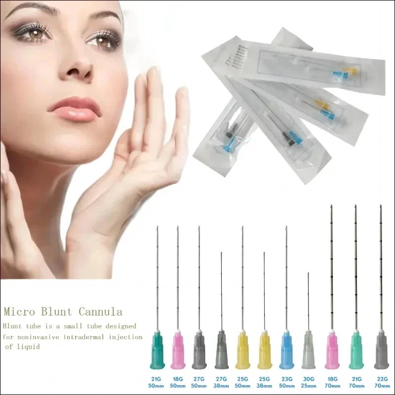 블런트 파인 마이크로 바디 피어싱 니들 14g 90mm 카눌라 주사기 일회용 블런트팁 카눌라 22g 23G 25G 27G 18G 30G 50mm 70mm