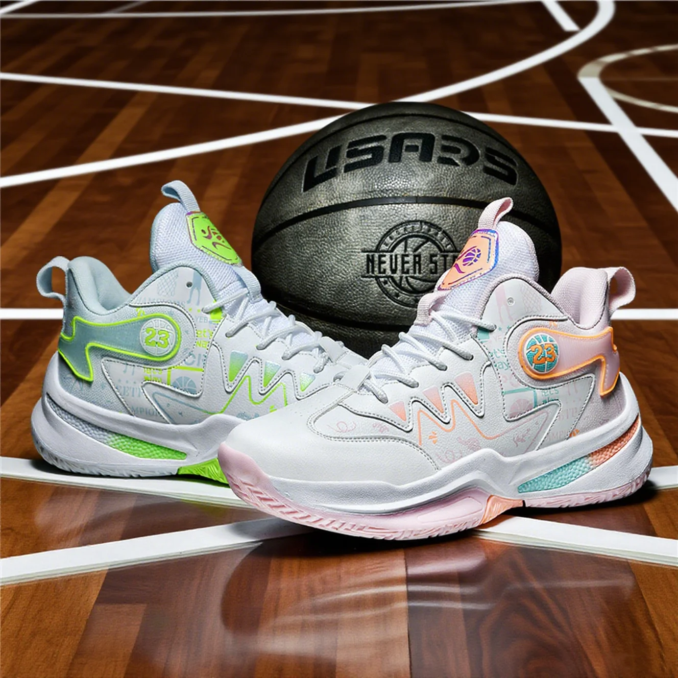 

Basketball shoes men's and women's leather casual sneakers teenager middle school students practical competition training sneake