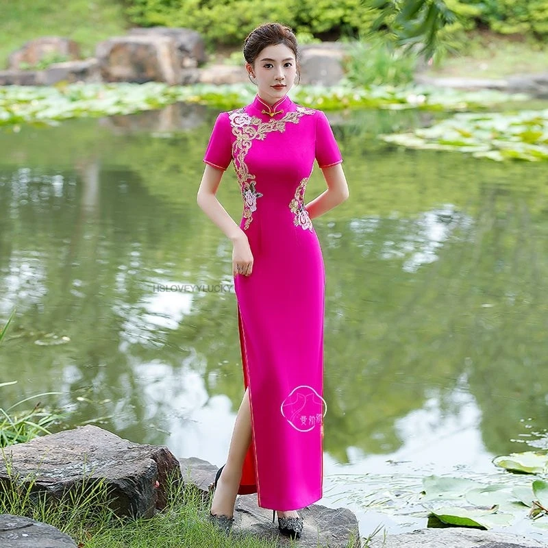 

Chinese Retro Dress Cheongsam Qipao For Women Chinese Traditional Dress Oriental Asian Year Wedding Gown Oriental Aodai Dress