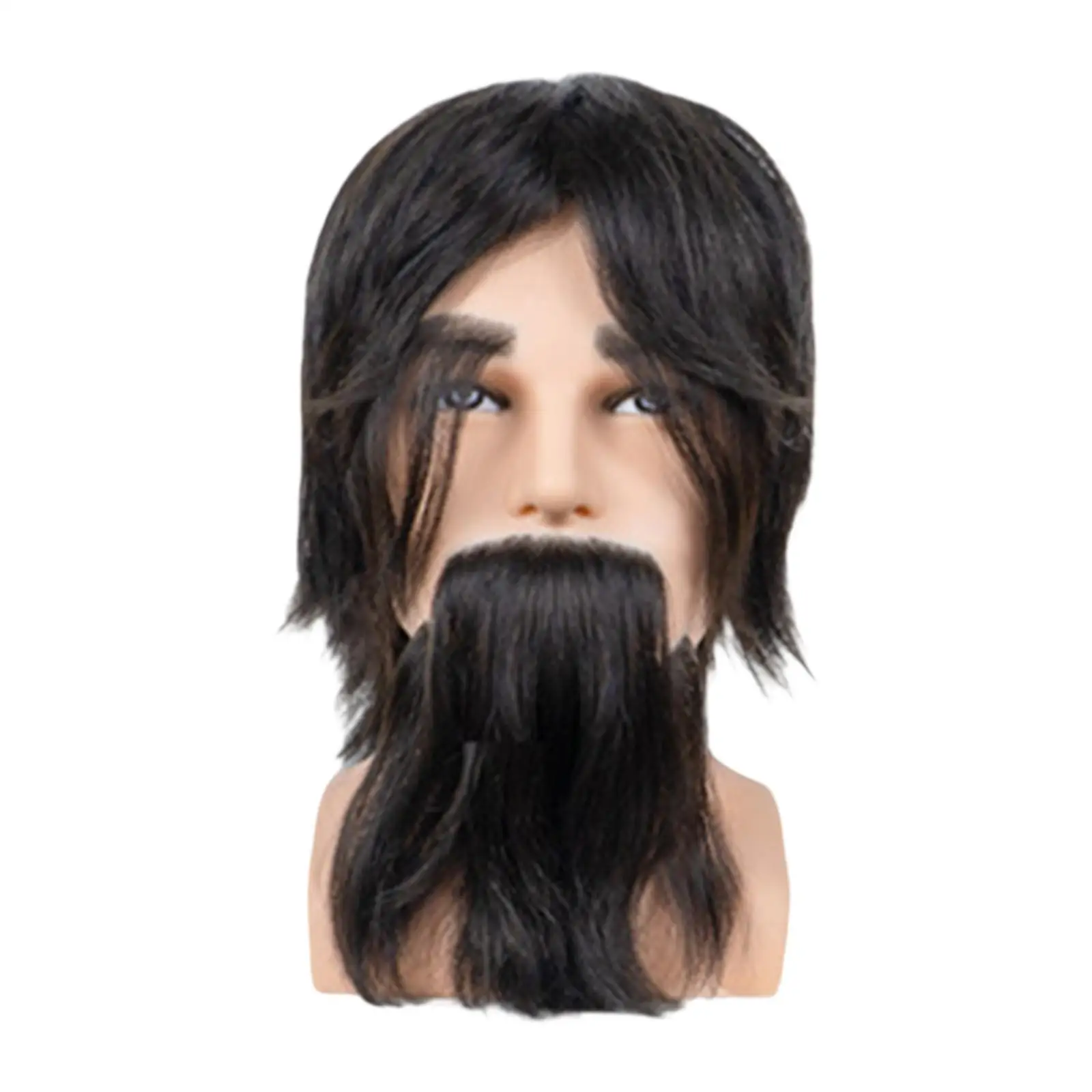 Male Mannequin Head with Beard Hairdresser Training Doll for Styling Cutting