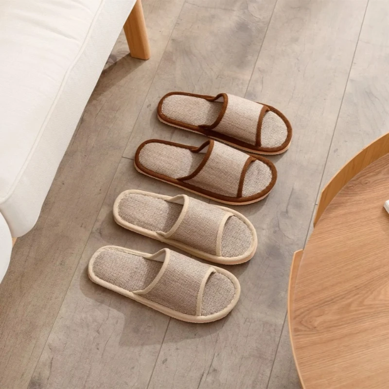 Universal Hotel Slippers Thick Soled Solid Linen Slippers Set Sanitary Party Home Guest Use Footwear Wholesale Open Toe image 2
