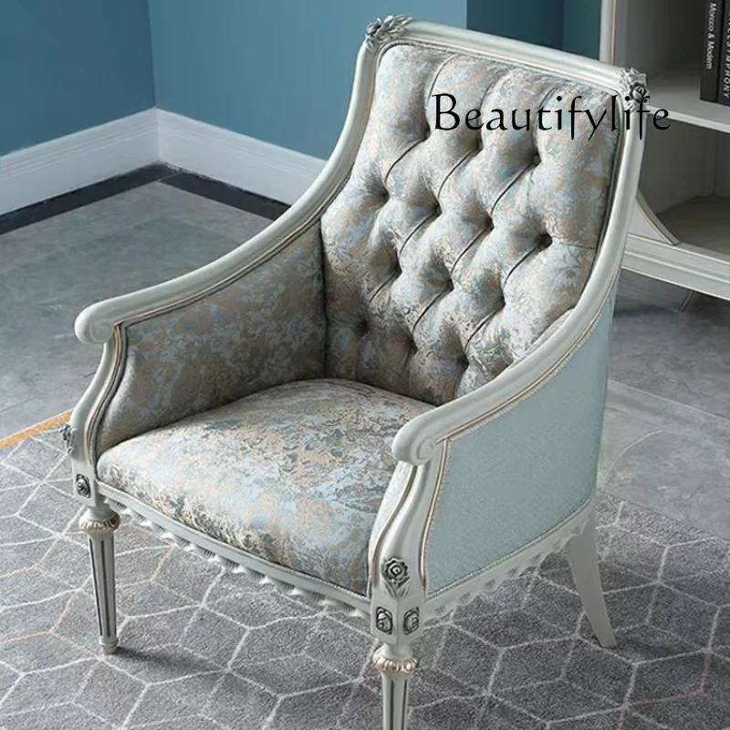 French luxury court style solid wood desk and chair European villa hand-carved bookcase study desk