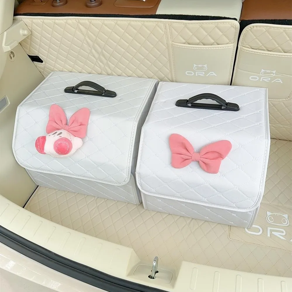 Car Storage Box Organizer Bag, Car Trunk Organizer Box, Storage Container, Cute Multi-Functional Miscellaneous Box Collection