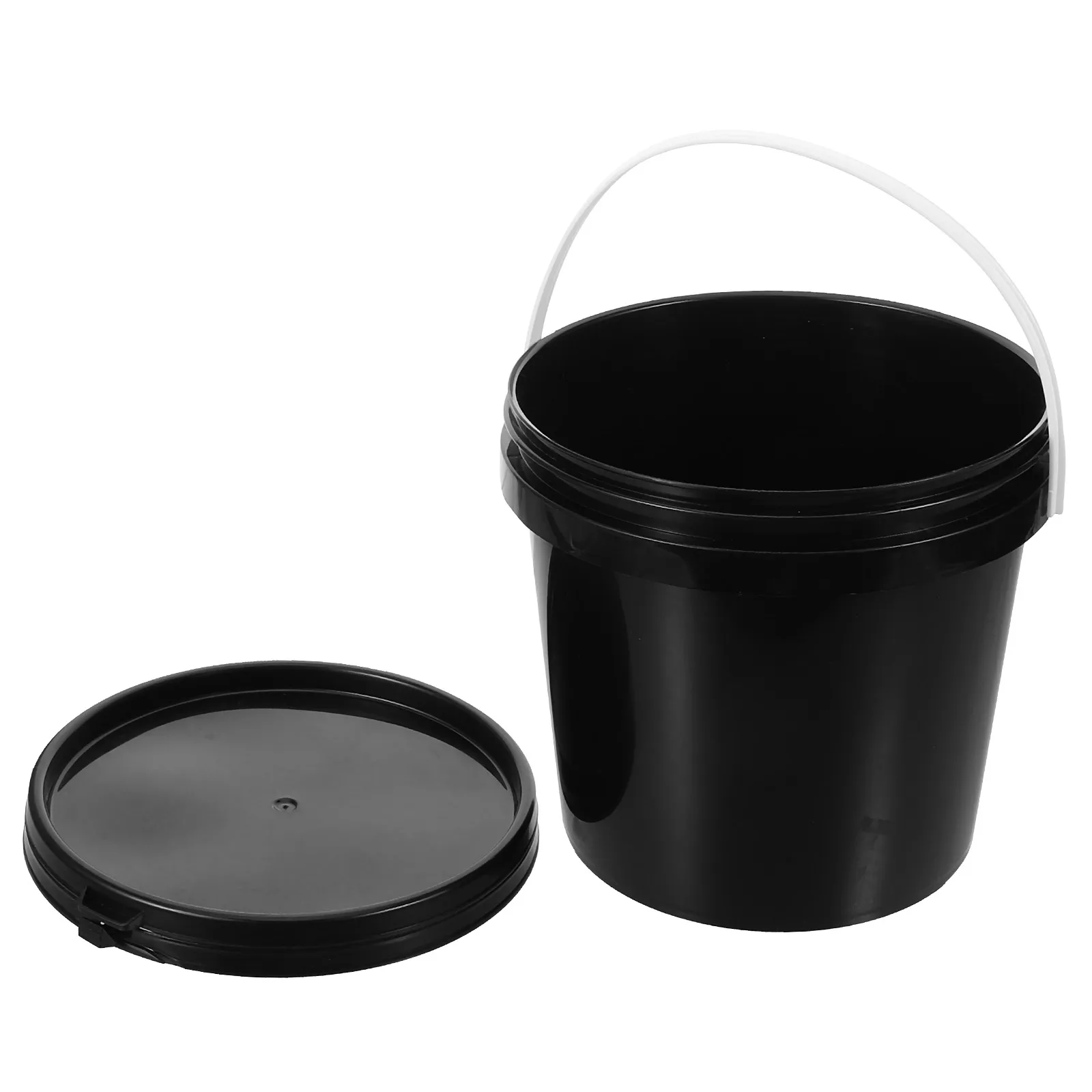 

2L Black Lightproof Bucket for Paint Storage Round Plastic Container with Lid Handle Lightweight Easy Carry Store Pigment