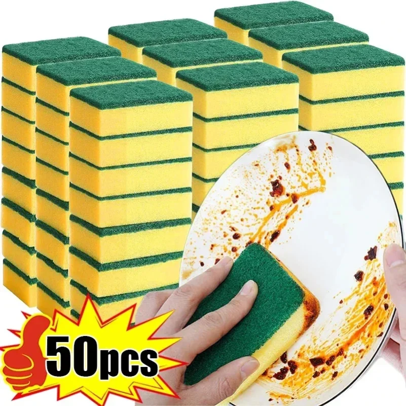Magic Cleaning Sponge, Double-Sided Highly Absorbent, Rust & Grease Remover, Kitchen Scrub Brush, Pot Cleaner Tool