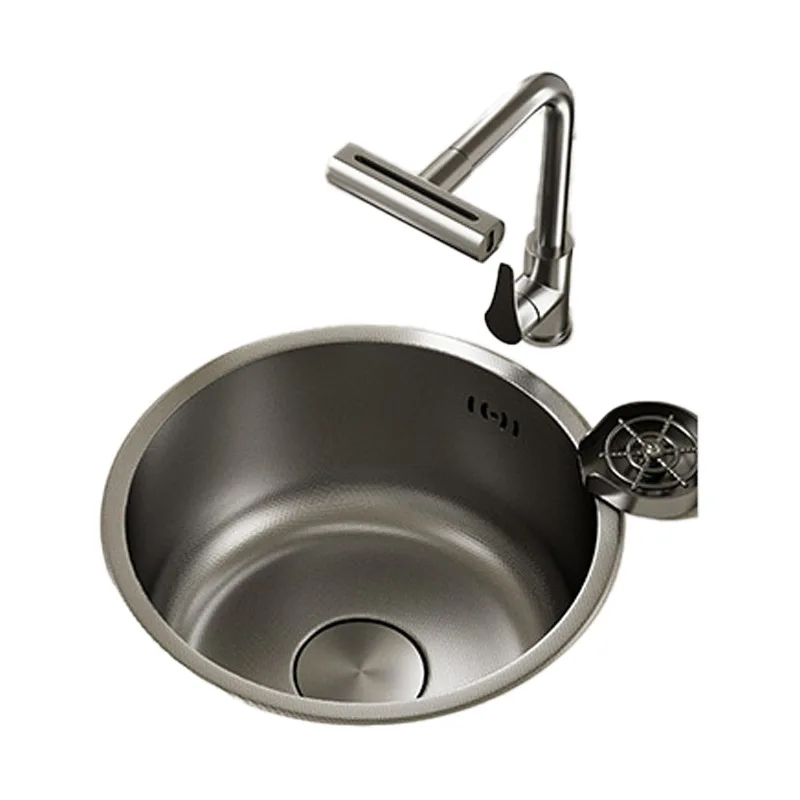 304 stainless steel island round sink single sink, under-counter basin, kitchen gun gray dishwasher