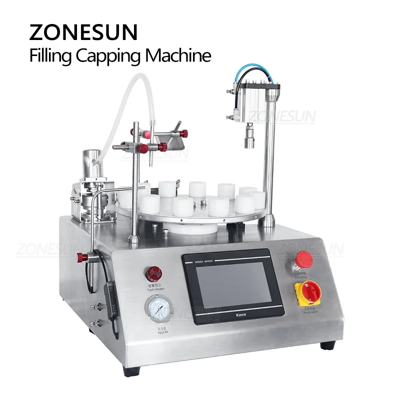 ZONESUN ZS-AFC1CP Desktop Automatic Small Bottle Cartridge Filling Capping Cap Pressing Machine