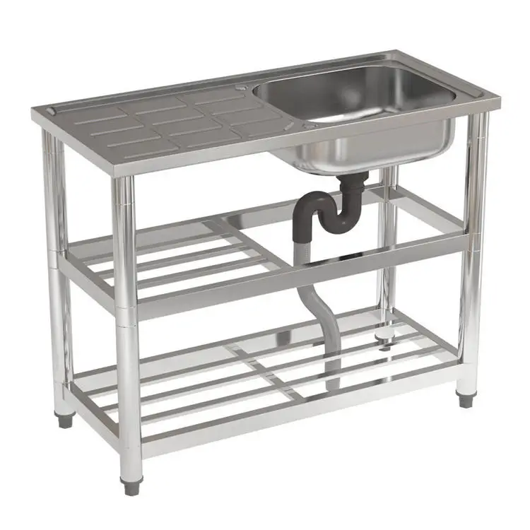 

single bowl sink foldable work table restaurant stainless steel sink work table with under shelf