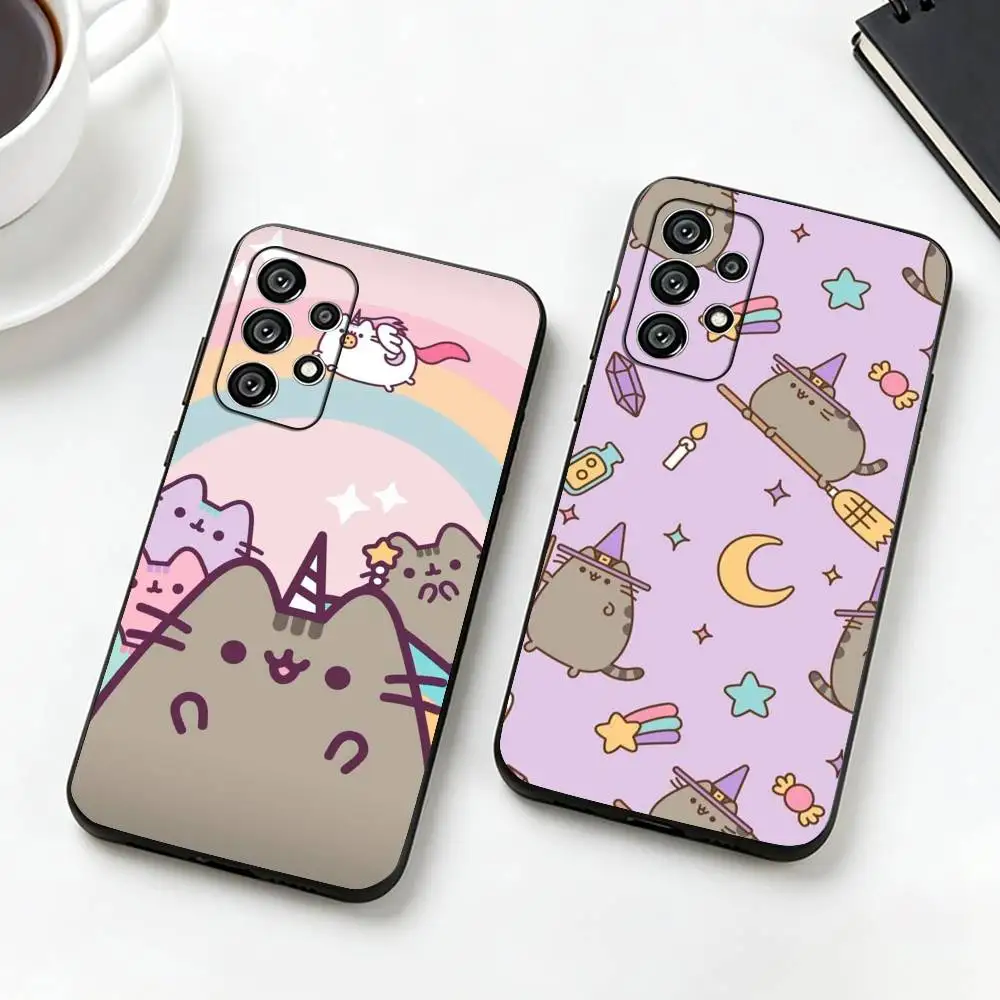 Cute cat-for P-Pusheenes-es  Phone Case Black Silicone Soft For Samsung S25,S24,S21,S22,S23,S30,Ultra,S20,Plus,Fe,Lite
