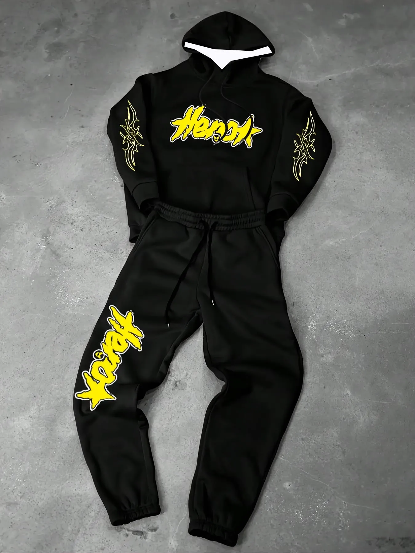 

2025 модная осенне-зимняя популярная мужская одежда Y2K толстовки с 3D принтом толстовка + брюки спортивный костюм комплект из 2 упаковок