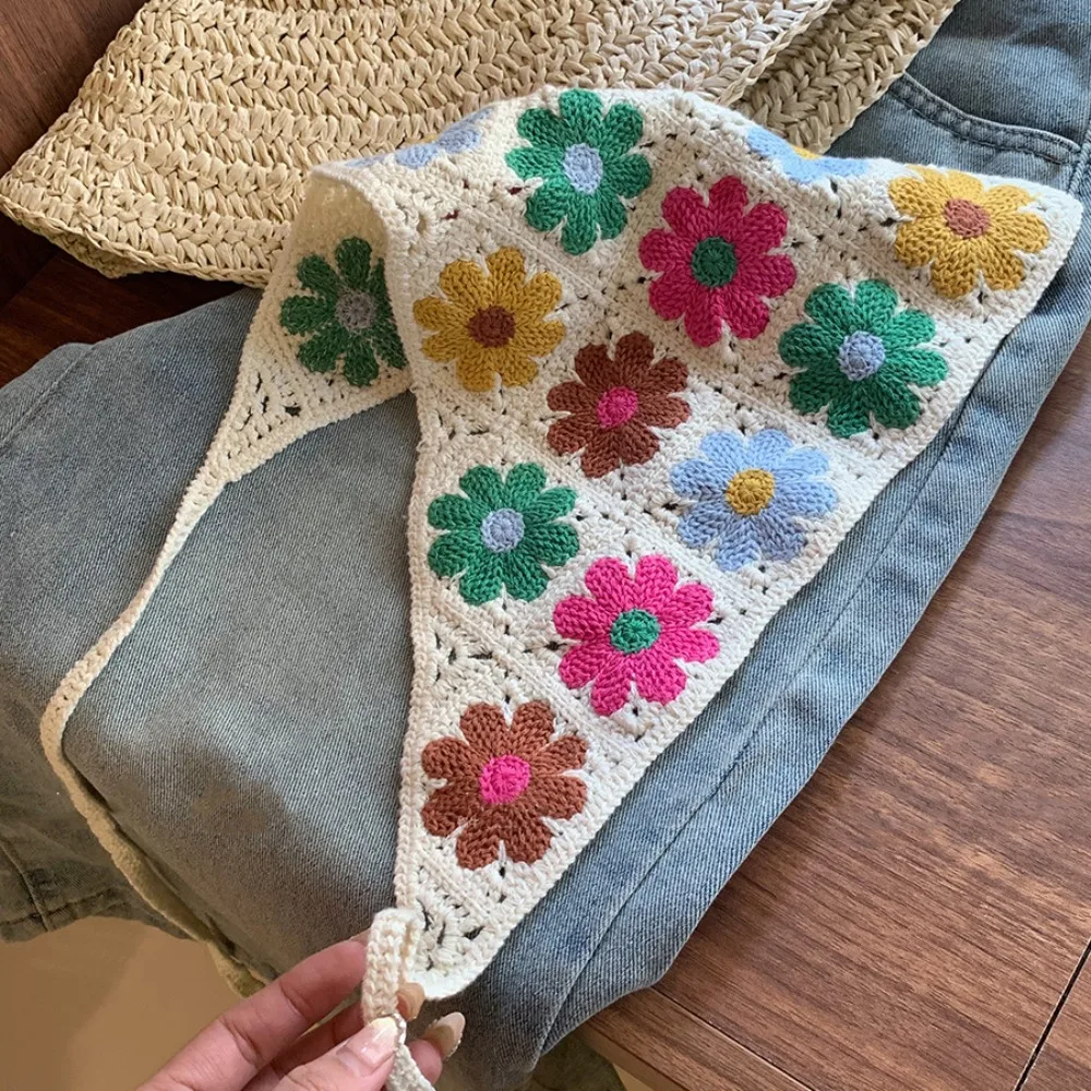 

Cute Hair Band Knitted Headband Flower Bohemian Women Hair Scarf Beach Headwear Girl Hair Accessories Crochet Bandana Travel