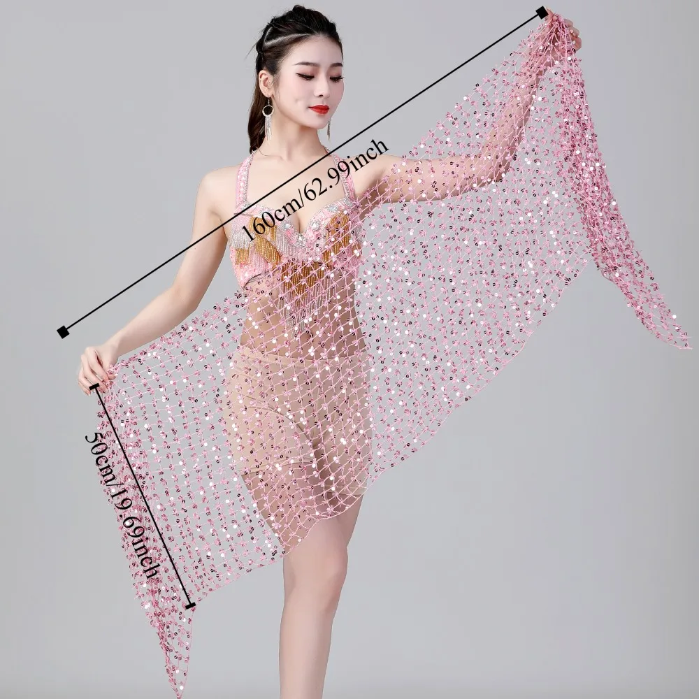 Sequins Belly Dance Belt Tassel Multicolor Belly Dancing Scarf Dance Accessories Hollow Out Belly Dance Costumes Indian Dance