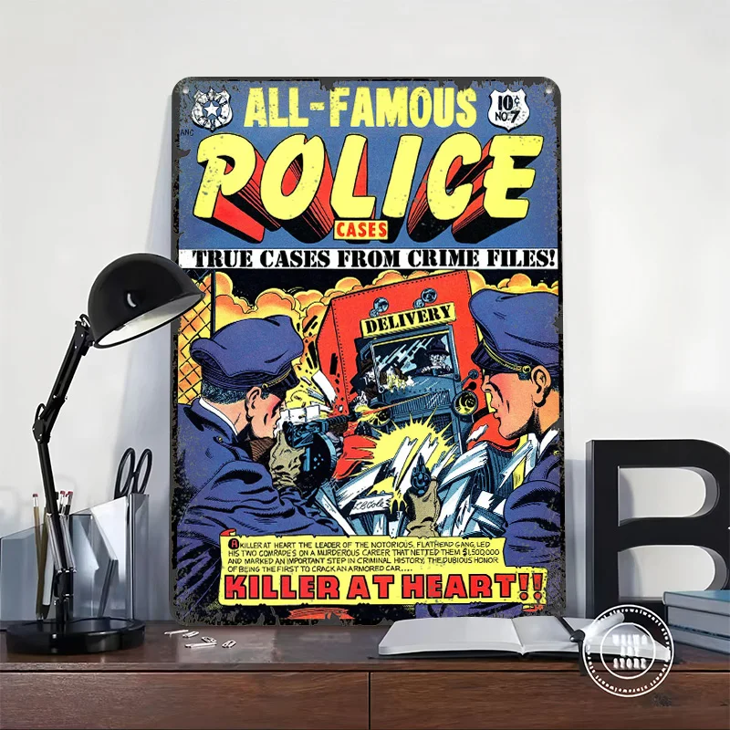 ALL FAMOUS POLICE Tinplate Poster Customized Wall Art Vintage Retro Metal Signs for Coffee Bar Accessories Decoration At Home