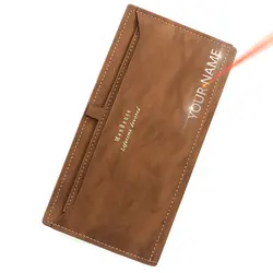 New Long Men Wallets Free Name Engraving Zipper Handbag Brand Male Purses Big Capacity Card Holder Men's Clutch Bag Wallet