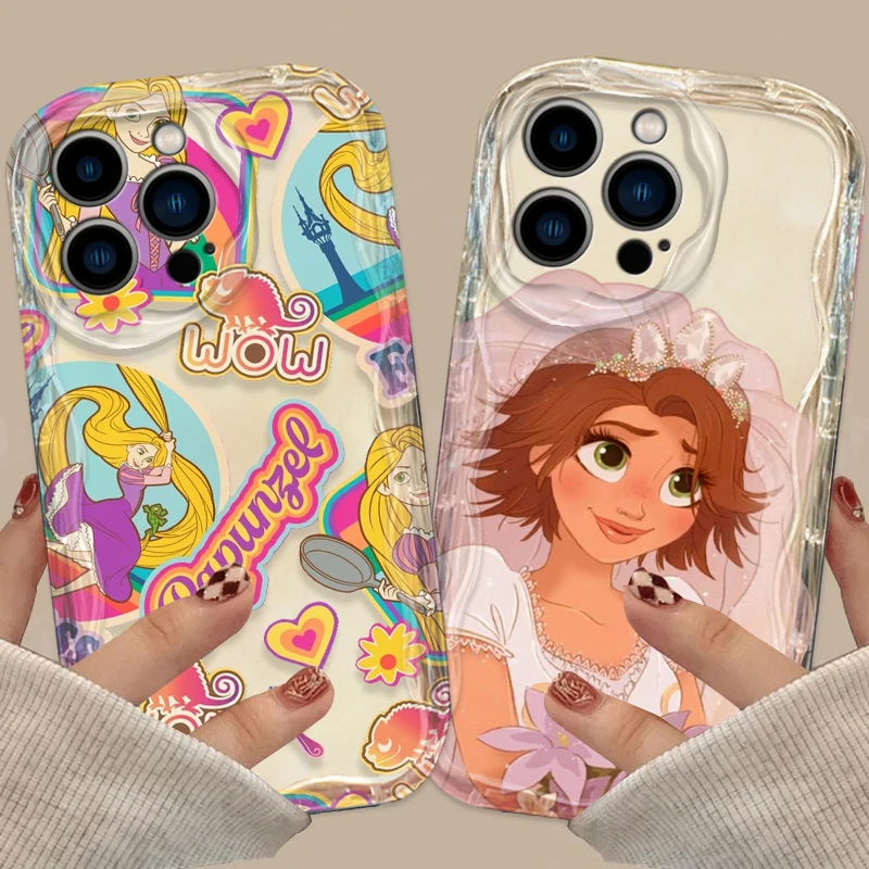 Disney Princess Tangled Cover For Apple iPhone 15 14 13 12 11 Pro X XR XS Max Plus 8 7 Plus SE Wave Oil Phone Case