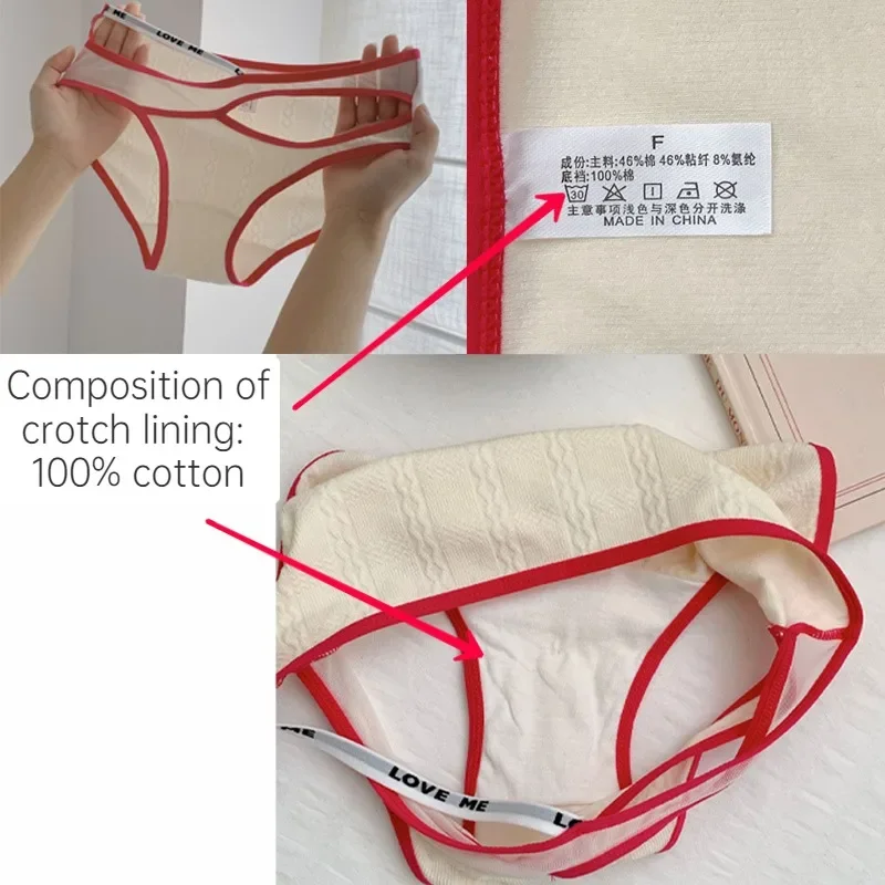 Letter Printed Waist Belt Sexy Underwear For the four seasons Thin Hollow Out Sports Panties Mid Waist Cotton Crotch Briefs