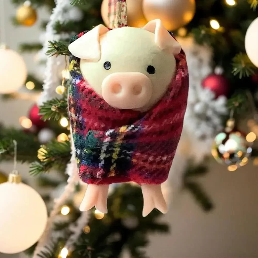 الخنازير في البطانيات شجرة عيد الميلاد الخنازير زخرفة الخنازير اليدوية في البطانيات هدية مزخرفة صندوق ديكور سر سانتا هدية