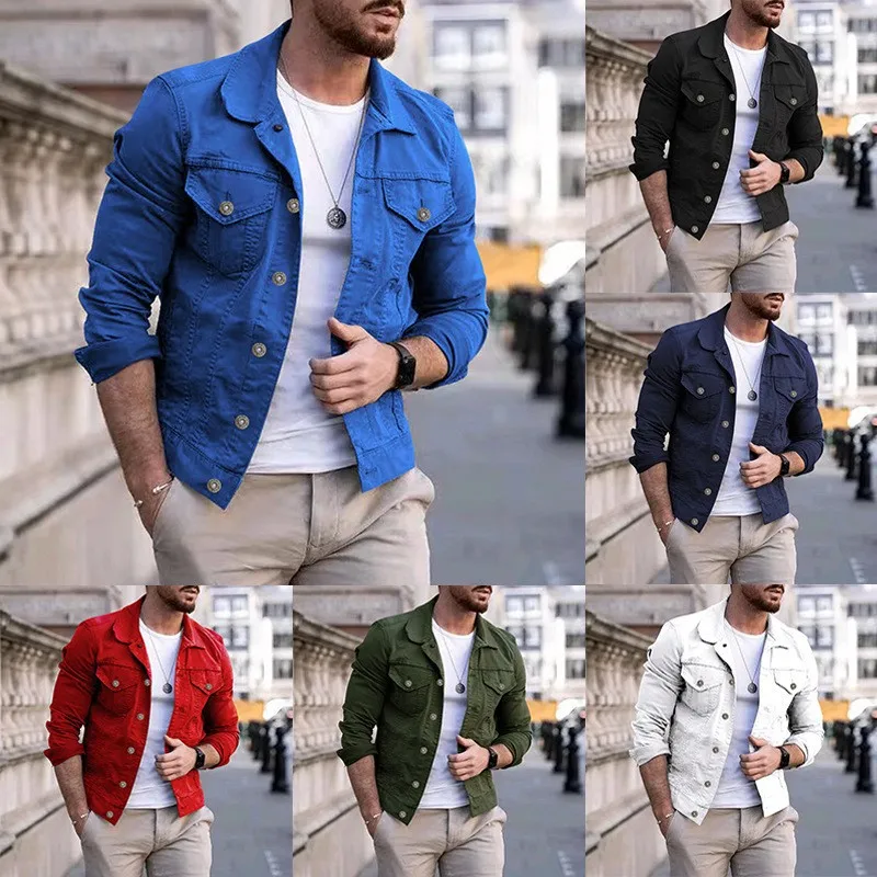 

2022 Autumn Winter New Male Jeans Jackets Pure Color Cowboy Simple Men's Short Denim Jacket Men Clothing Jacket